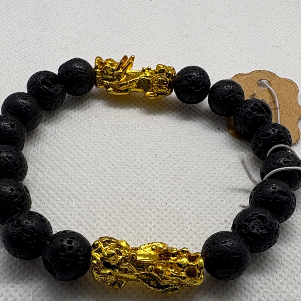 Black and Gold Beaded Bracelet
